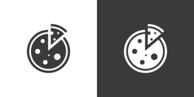 Facile Pizza avec une tranche Couper icône. noir silhouette sur blanc Contexte et inversé blanc sur noir. vecteur conception pour une nettoyer esthétique. Pizza icône simpliste illustration dans minimaliste style