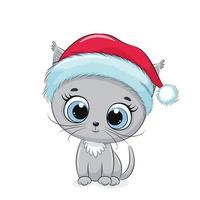 Chaton mignon. conception de joyeux noël. vecteur