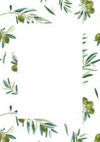 floral Contexte carte modèle avec vert olive branches modèle. pour enregistrer le date, salutation, rustique mariage carte et couverture conception. vecteur