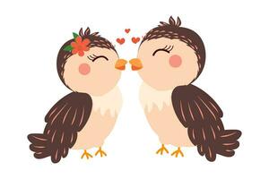l'amour des oiseaux. vecteur illustration de deux des oiseaux avec une cœur sur une blanc Contexte. impression pour carte postale, T-shirt conception, affiche.