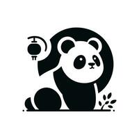 Facile Panda logo silhouette vecteur icône illustration