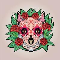 floral muerte chien tête fantaisie vecteur des illustrations pour votre travail logo, marchandise T-shirt, autocollants et étiquette conceptions, affiche, salutation cartes La publicité affaires entreprise ou marques