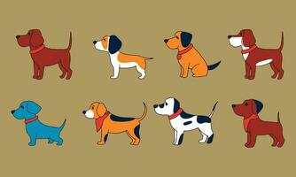 ensemble de Facile chien griffonnages vecteur illustration. dessin croquis de différent chien races