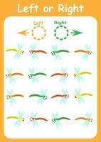 la gauche et droite. directions pour les enfants. logique jeu. orientation dans espace. étude feuille. vecteur