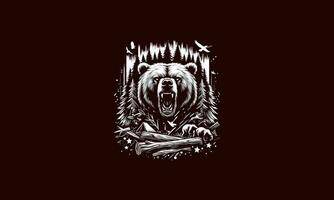 ours attaque sur forêt vecteur ouvrages d'art conception