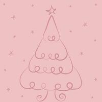 hiver Noël composition. vecteur illustration de main tiré Noël arbre sur rose Contexte