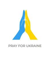 prier pour Ukraine. mains. soutien pour Ukraine. Jaune et bleu couleur. vecteur illustration