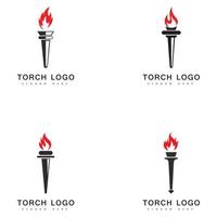 torche, feu, ensemble, logo, vecteur, icône vecteur