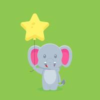 Vecteur gratuit : Éléphant mignon tenant un ballon