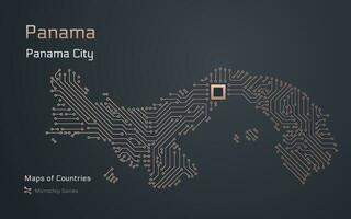 Panama carte avec une Capitale de Panama ville montré dans une puce électronique modèle avec processeur. gouvernement électronique. monde des pays vecteur Plans. puce électronique séries