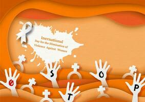 international journée pour le élimination de la violence contre femmes affiche campagne dans vecteur conception et papier Couper couche style.