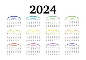 calendrier pour 2024 isolé sur une blanc Contexte. dimanche à lundi, affaires modèle. vecteur illustration