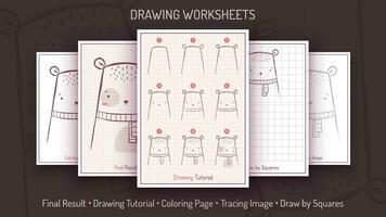 Comment à dessiner une polaire ours. étape par étape dessin Didacticiel. dessiner guide. Facile instruction. coloration page. feuilles de travail pour des gamins et adultes vecteur