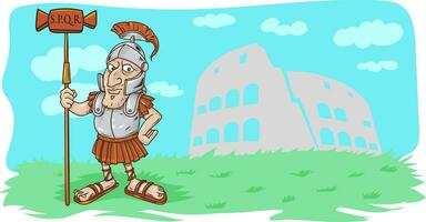 dessin animé romain centurion . vecteur illustration