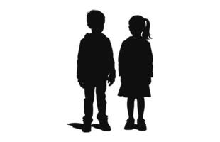 une garçon et fille silhouette vecteur isolé sur une blanc Contexte