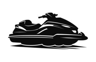 une jet ski vecteur noir silhouette isolé sur une blanc Contexte