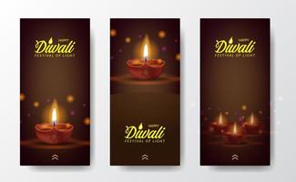 modèle d'histoires de médias sociaux festival de lumière diwali vecteur