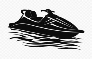 une jet ski vecteur noir silhouette isolé sur une blanc Contexte