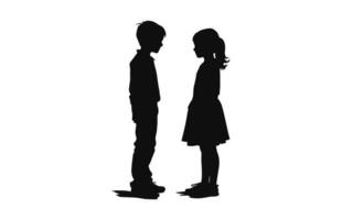 une garçon et fille silhouette vecteur isolé sur une blanc Contexte