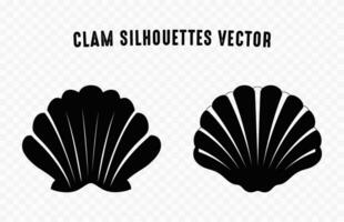 palourde noir silhouettes, coquillage vecteur gratuit