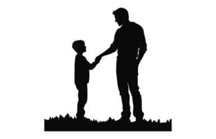 papa avec fils noir silhouette vecteur gratuit