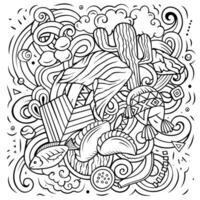 Bolivie main tiré dessin animé griffonnages illustration. vecteur