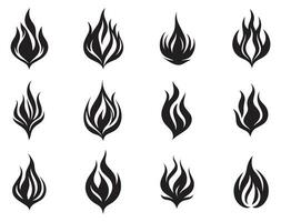 Feu flamme icône ensemble vecteur conception symbole de Puissance et énergie. plat style