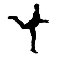 silhouette de une Masculin Danseur dans action pose. silhouette de une svelte homme dans dansant pose. vecteur