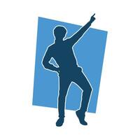 silhouette de une Masculin Danseur dans action pose. silhouette de une svelte homme dans dansant pose. vecteur