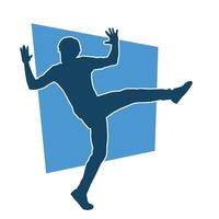 silhouette de une Masculin Danseur dans action pose. silhouette de une svelte homme dans dansant pose. vecteur