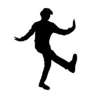 silhouette de une Masculin Danseur dans action pose. silhouette de une svelte homme dans dansant pose. vecteur