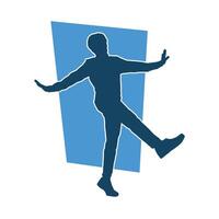 silhouette de une Masculin Danseur dans action pose. silhouette de une svelte homme dans dansant pose. vecteur