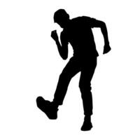 silhouette de une Masculin Danseur dans action pose. silhouette de une svelte homme dans dansant pose. vecteur