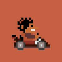 pixel art de une homme conduite une kart vecteur