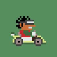 pixel art de une homme conduite une kart vecteur