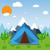 tente camping touristique forêt Montagne expédition vecteur