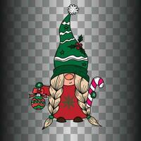 mignonne scandinave Noël fille gnome vecteur main tiré nain personnage