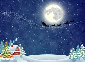 maison dans neigeux Noël paysage à nuit vecteur