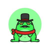 mignonne Monsieur grenouille portant chapeau vecteur illustration