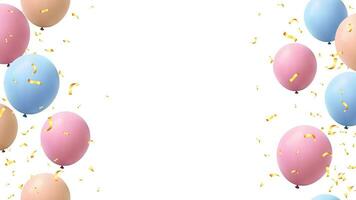pastel des ballons pour fête anniversaire, invitation modèle, horizontal bannière vecteur