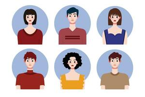 ensemble de social médias profil modèles avec gens avatars. vecteur illustration