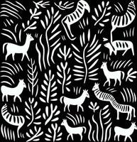 noir et blanc Contexte avec beaucoup de granuleux blanc coups pour, dans le style de animal motifs, lisse et stylisé vecteur