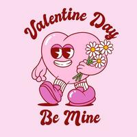 mignonne cœur dessin animé personnage pour valentines journée vecteur