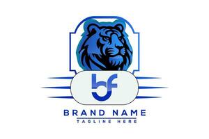 bf tigre logo bleu conception. vecteur logo conception pour entreprise.