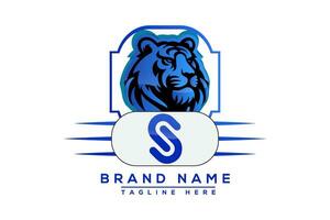 s tigre logo bleu conception. vecteur logo conception pour entreprise.
