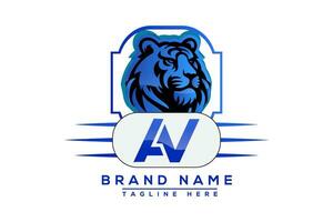 un V tigre logo bleu conception. vecteur logo conception pour entreprise.
