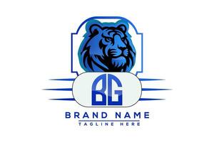 bg tigre logo bleu conception. vecteur logo conception pour entreprise.