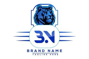 bn tigre logo bleu conception. vecteur logo conception pour entreprise.