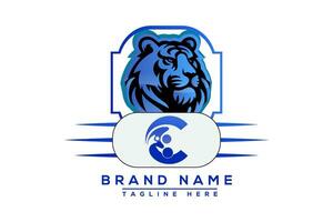 c tigre logo bleu conception. vecteur logo conception pour entreprise.