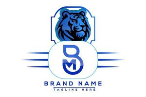 bm tigre logo bleu conception. vecteur logo conception pour entreprise.